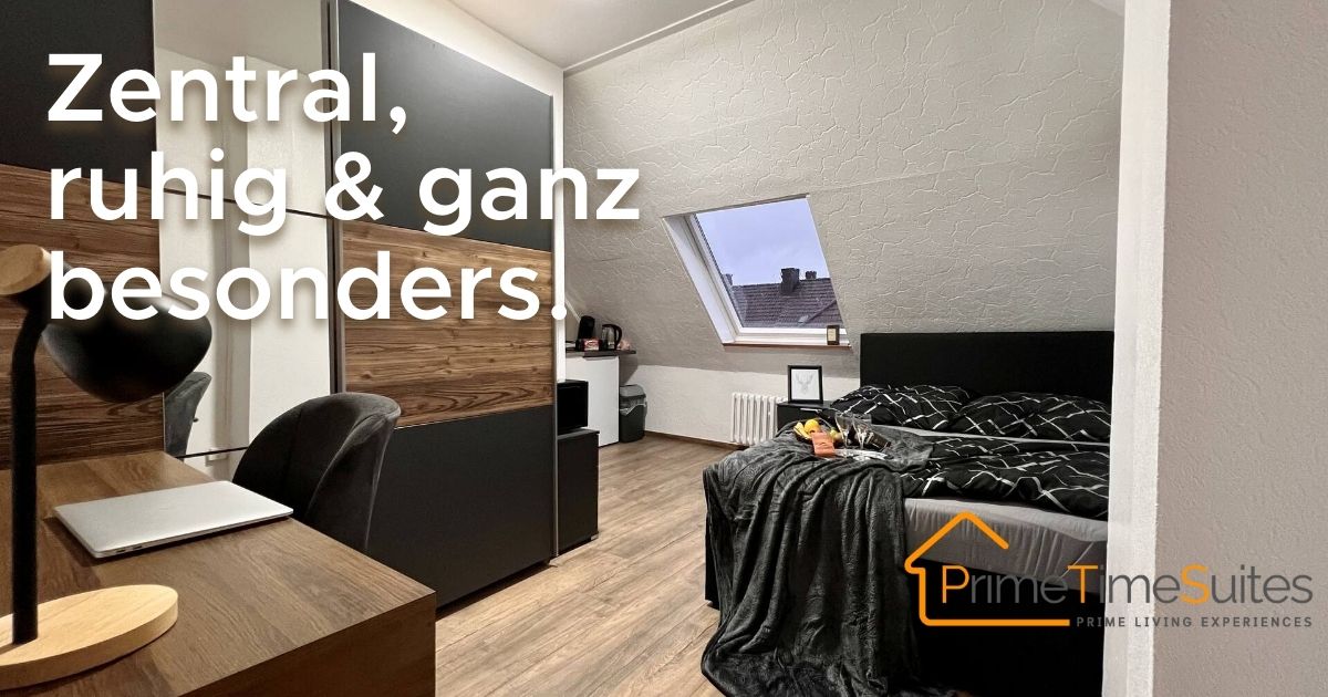 Modern studio apartment with sloped ceiling